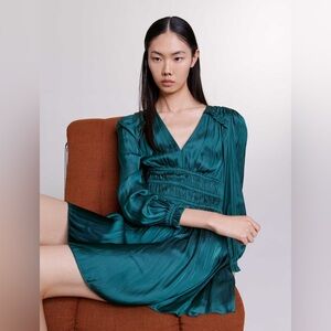 Maje Deep Green Long Sleeve Dress
